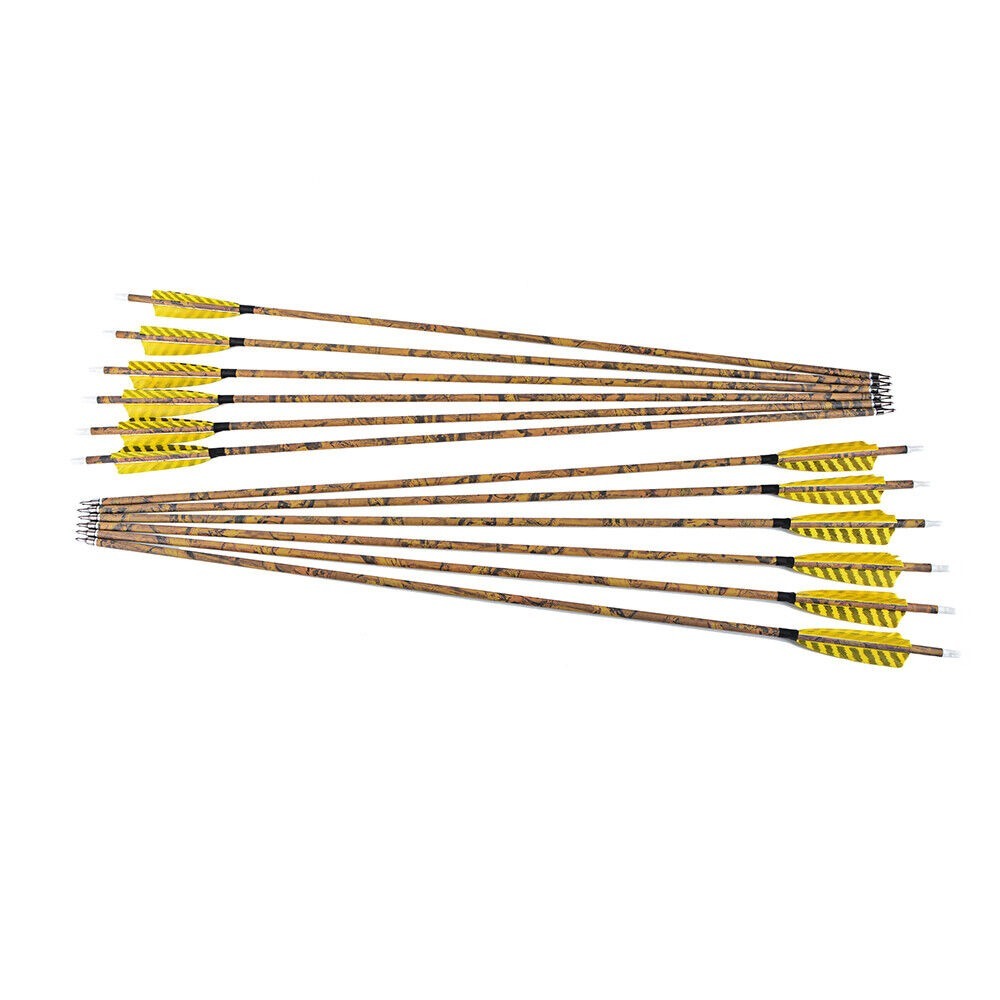 30'' Fletched Carbon Arrows Spine 500 Turkey Feathers Archery Hunting
