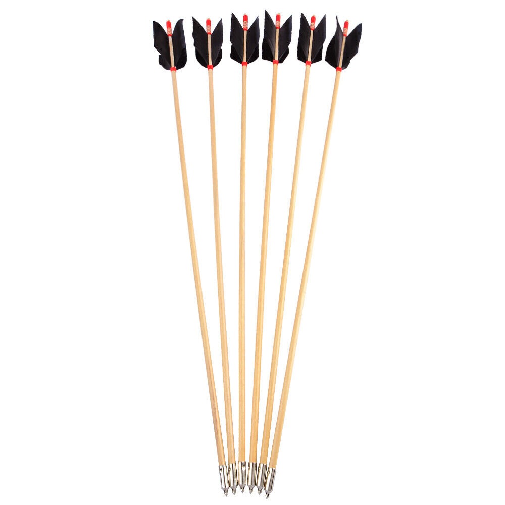 Archery Wooden Arrows Flu-Flu 32" Feathers Traditional Longbow Target