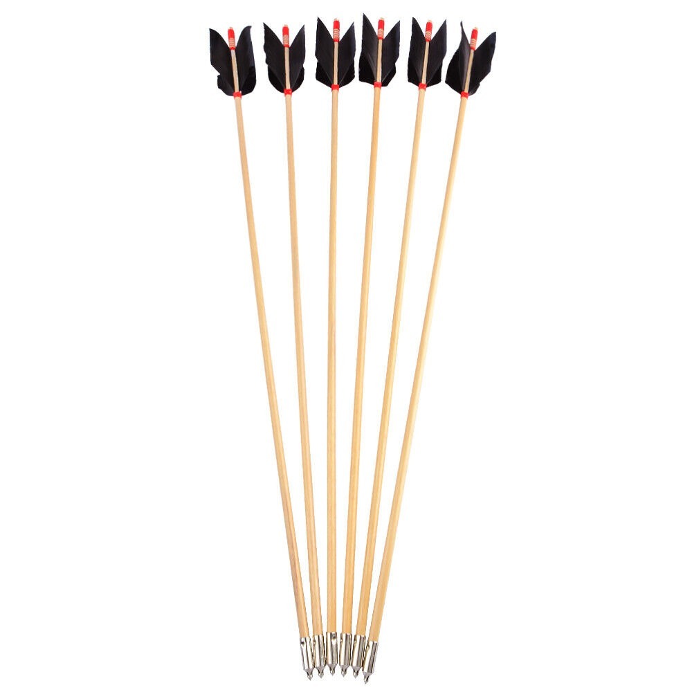 Archery Wooden Arrows Flu-Flu 32" Feathers Traditional Longbow Target