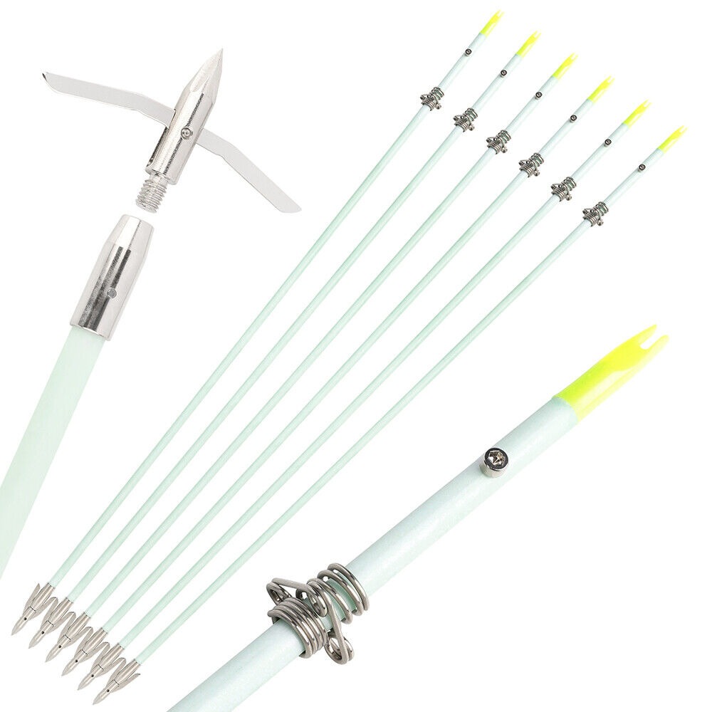 33" Fiberglass Bowfishing Arrows With Safety Slide | For Compound Or Recurve Bow | Sososhoot