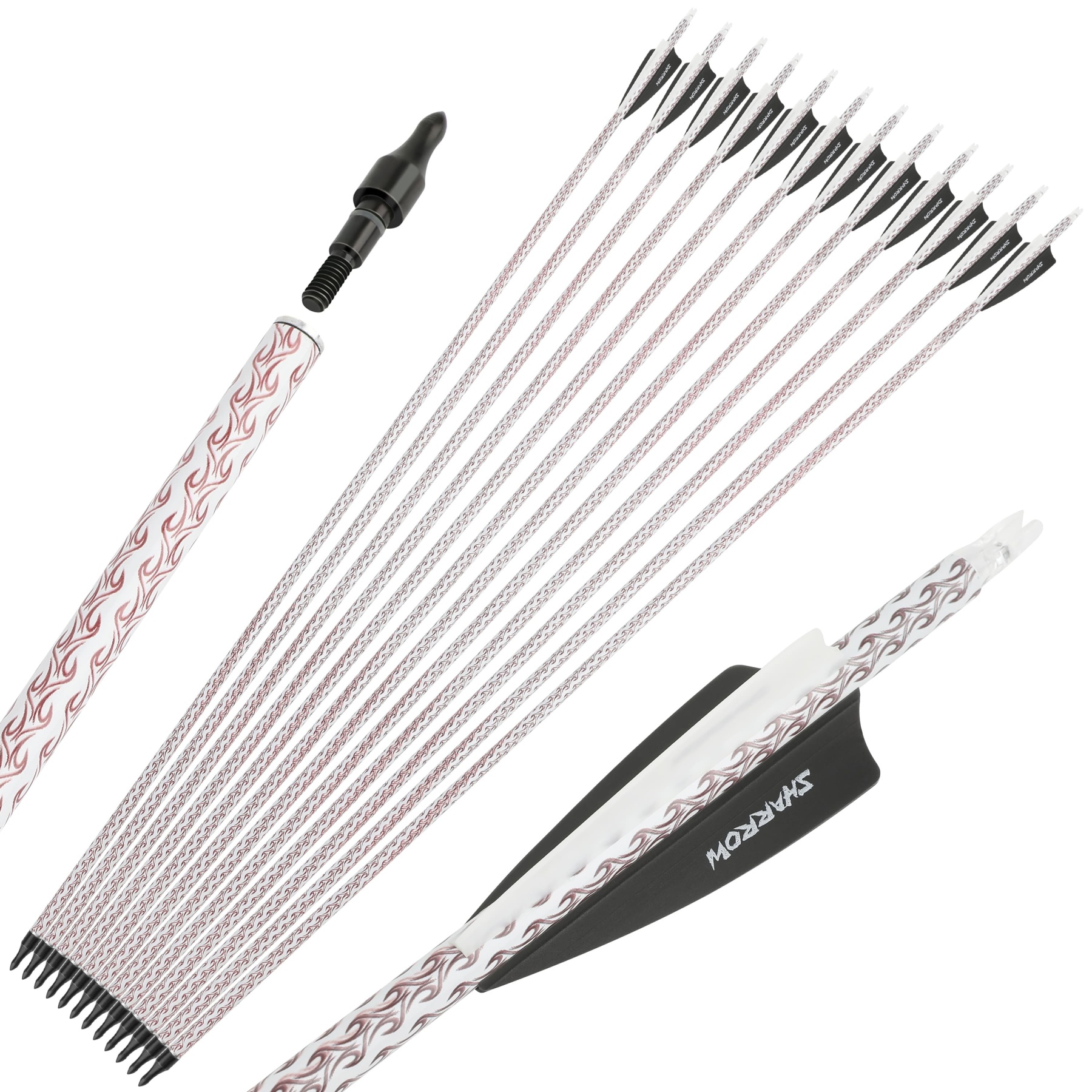 30" Carbon Arrows SP500 Rubber Vanes 100Grain Tips Archery Hunting