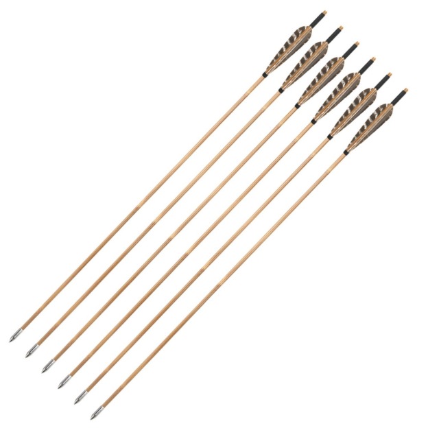 Traditional Archery Bamboo Arrows with Field Points 5" Turkey Feather