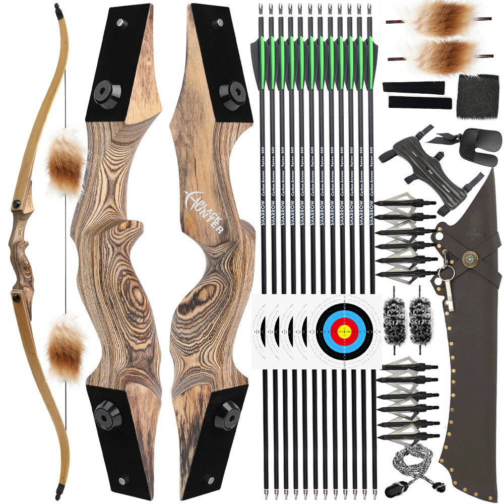 Black Hunter 60" Takedown Hunting Recurve Bow Set LH RH