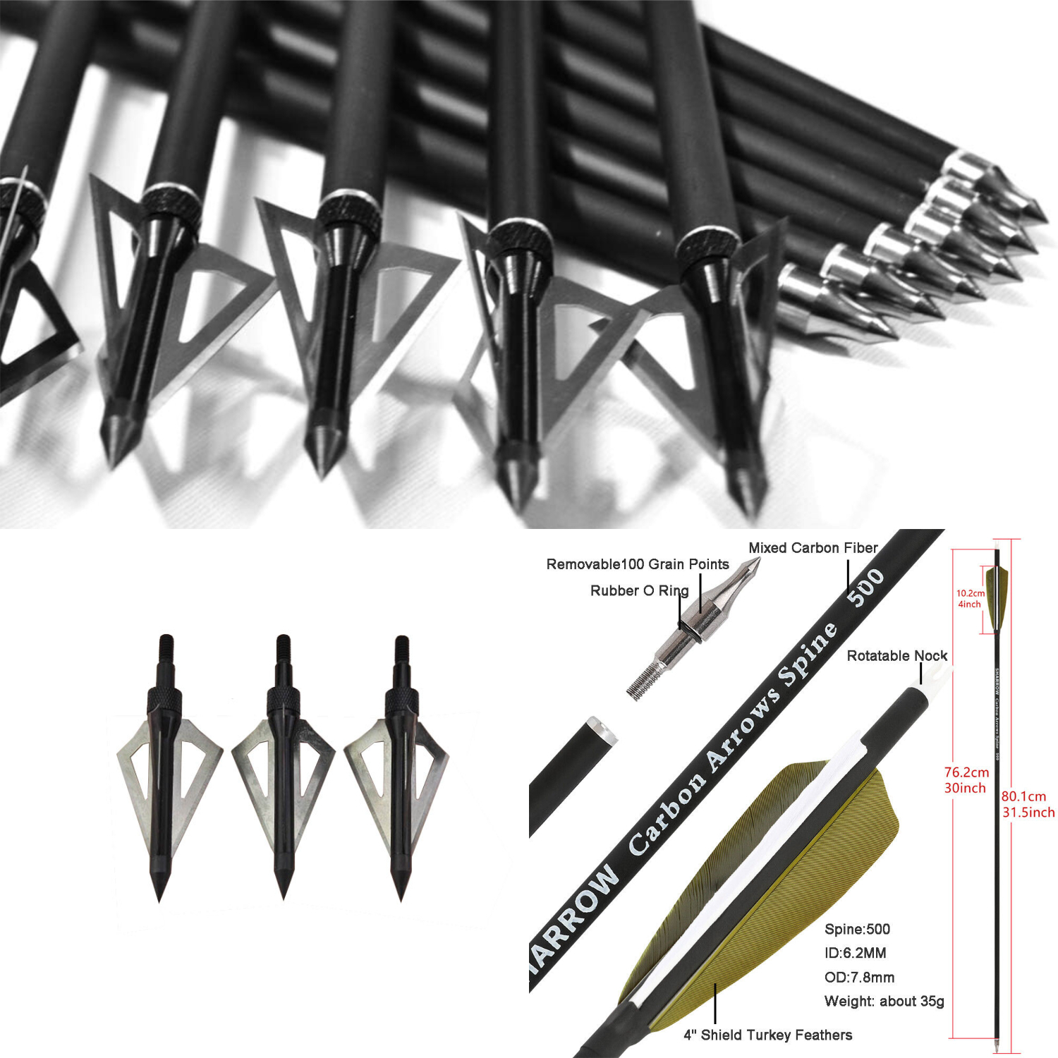 62" Takedown Recurve Bow Wooden 20-60lbs American Hunting Shooting