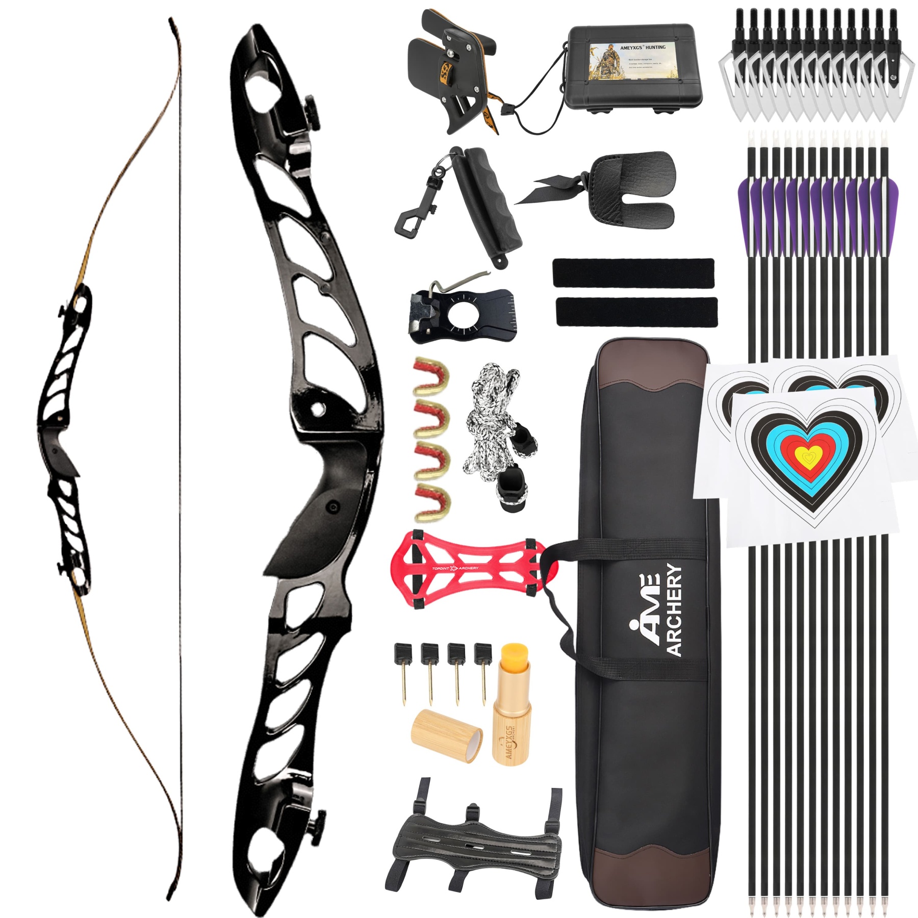 68" Takedown Recurve Bow Kit - Adjustable Draw Weight (18-38 lbs)