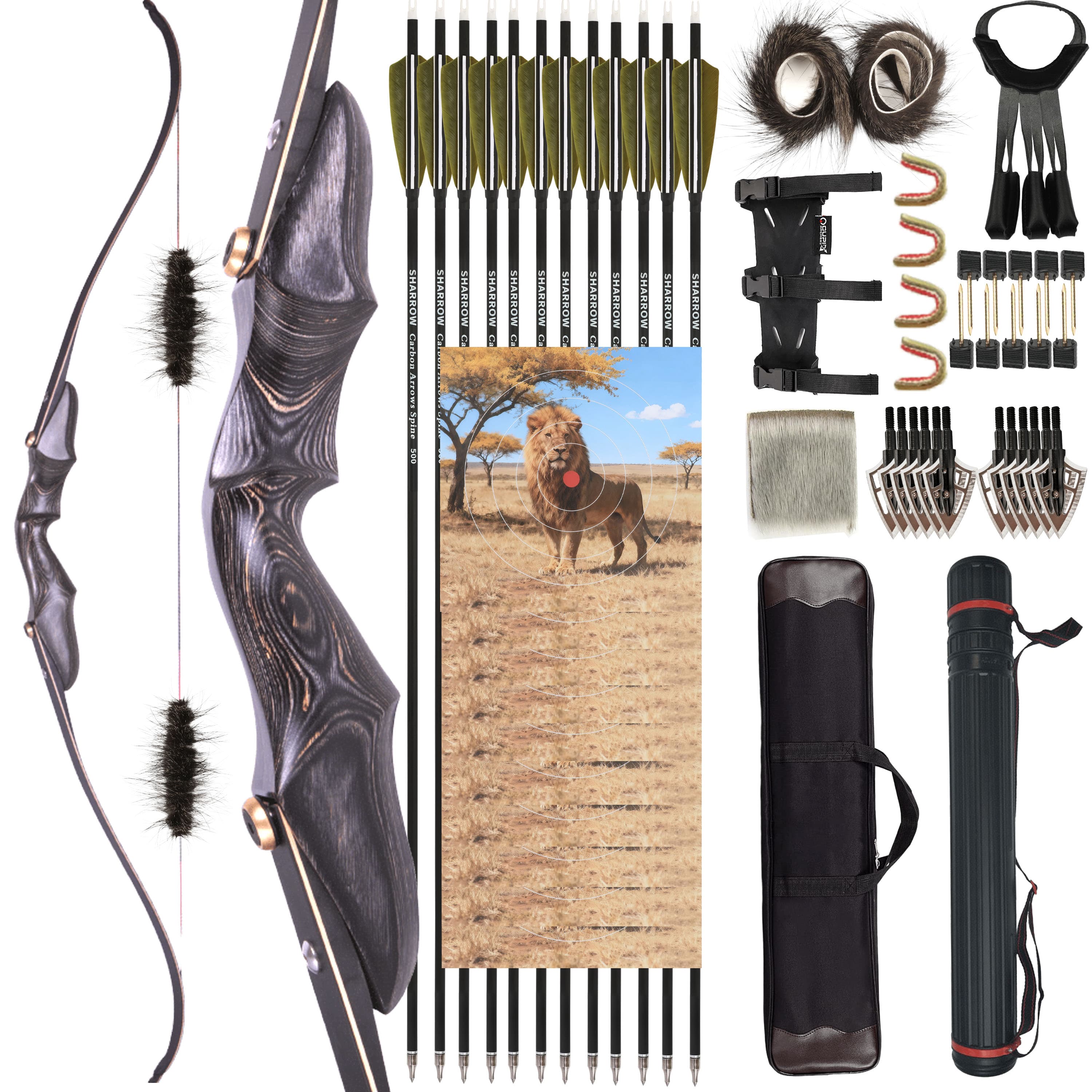 Takedown Recurve Bow ILF Traditional H15-58" Wooden Hunting