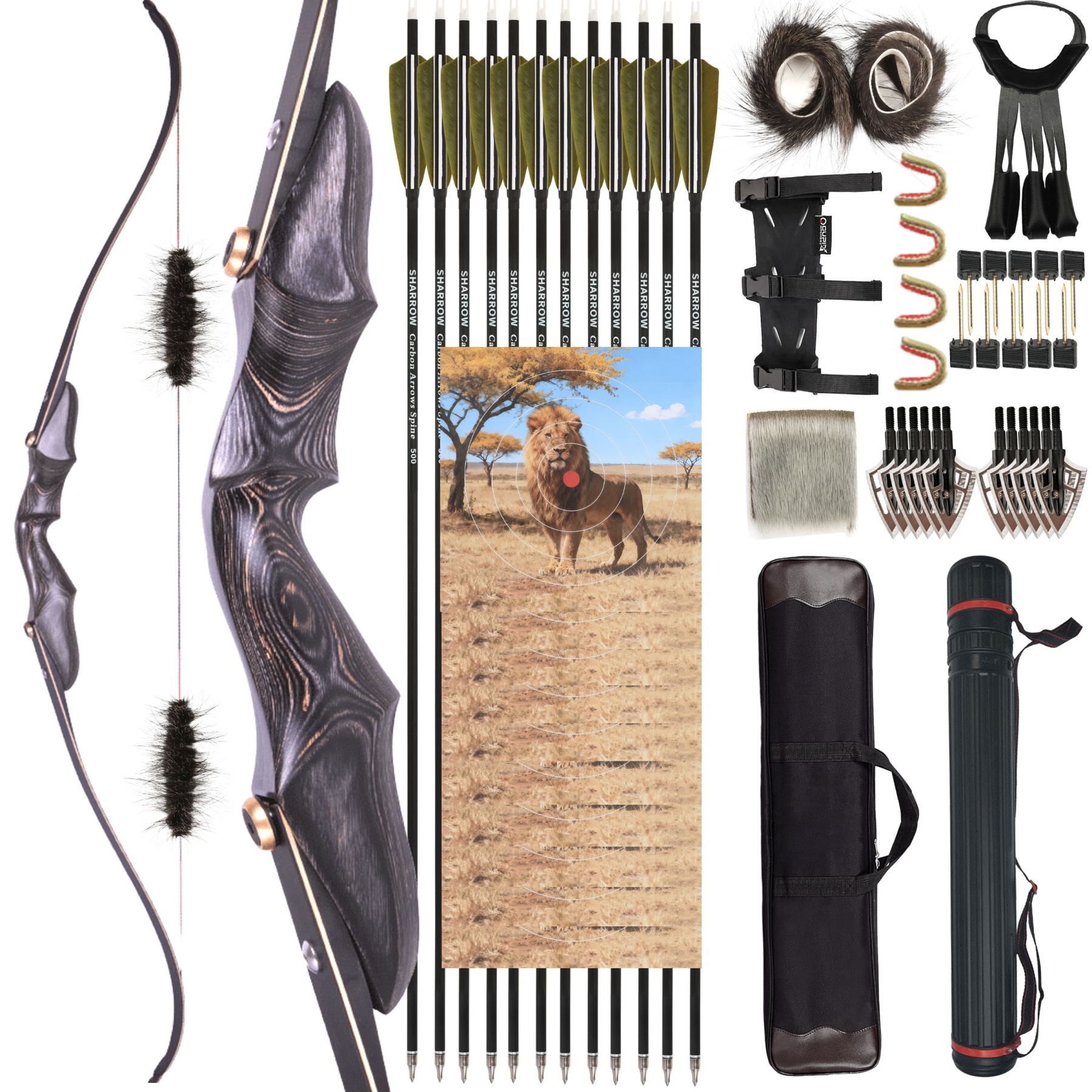 Takedown Recurve Bow ILF Traditional H15-58" Wooden Hunting