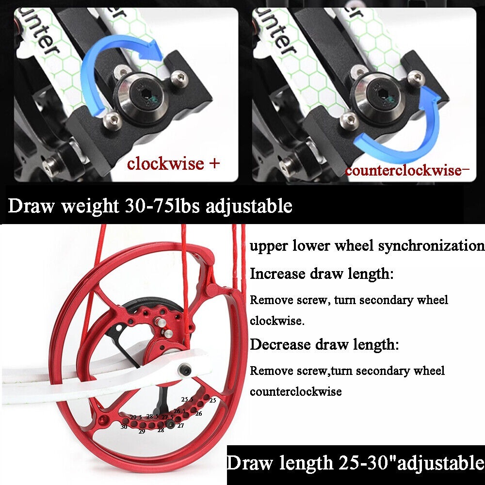 CNC Compound Bow Steel Ball Arrow Dual-use 17" 30-75lbs RH LH