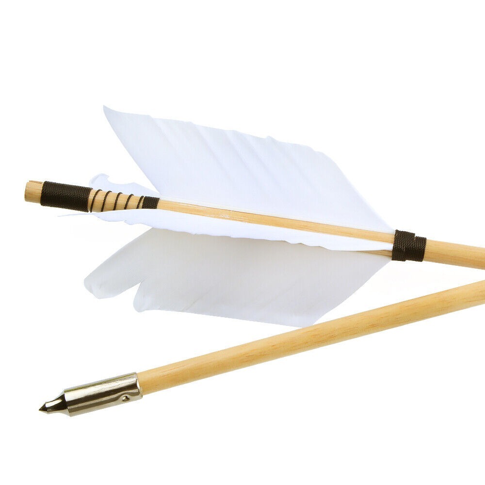 Archery Wooden Arrows Flu-Flu 32" Feathers Traditional Longbow Target