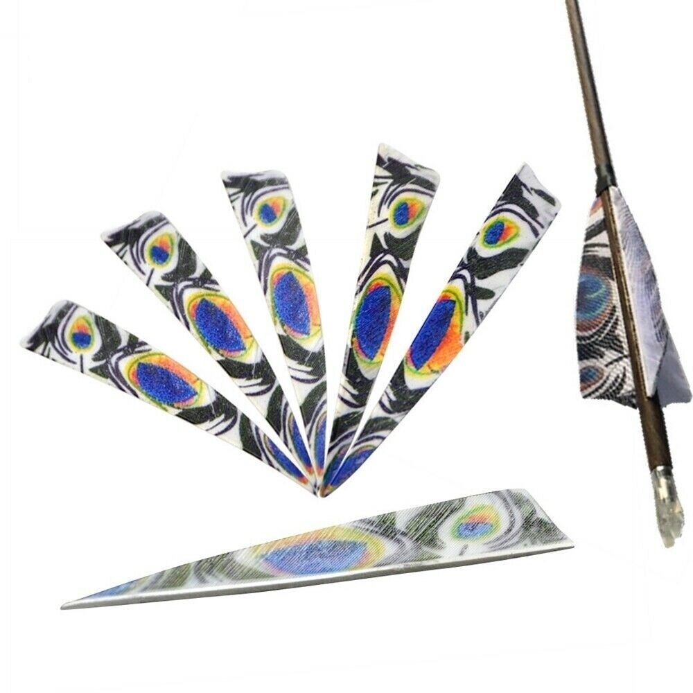 4" Arrow Fletches Peacock Color Natural Feather Fletching