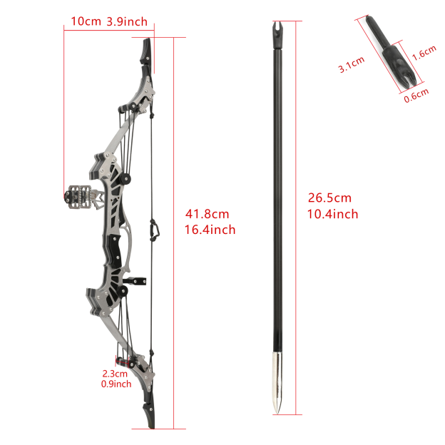 16" Mini Compound Bow Arrow Set Desktop Archery 16lb Power