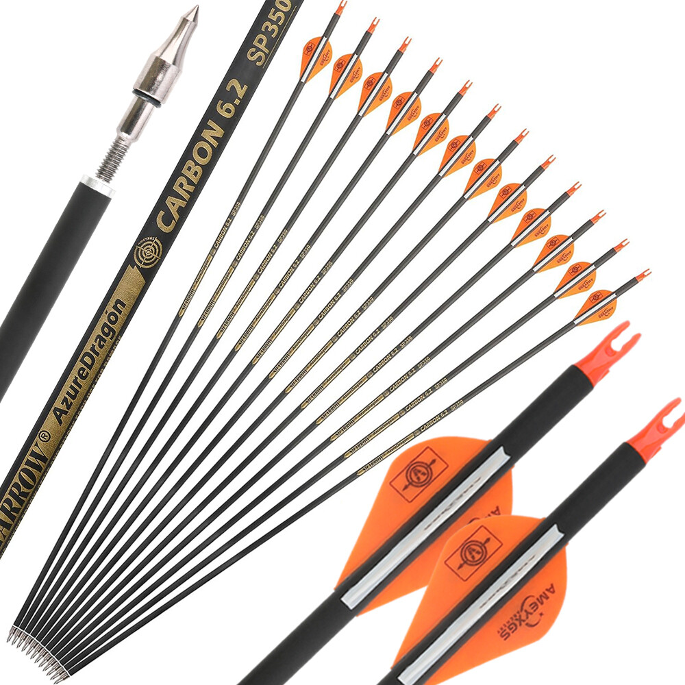 Pure Carbon Arrows 30" SP300-600 Shaft Vanes 6.2mm Hunting