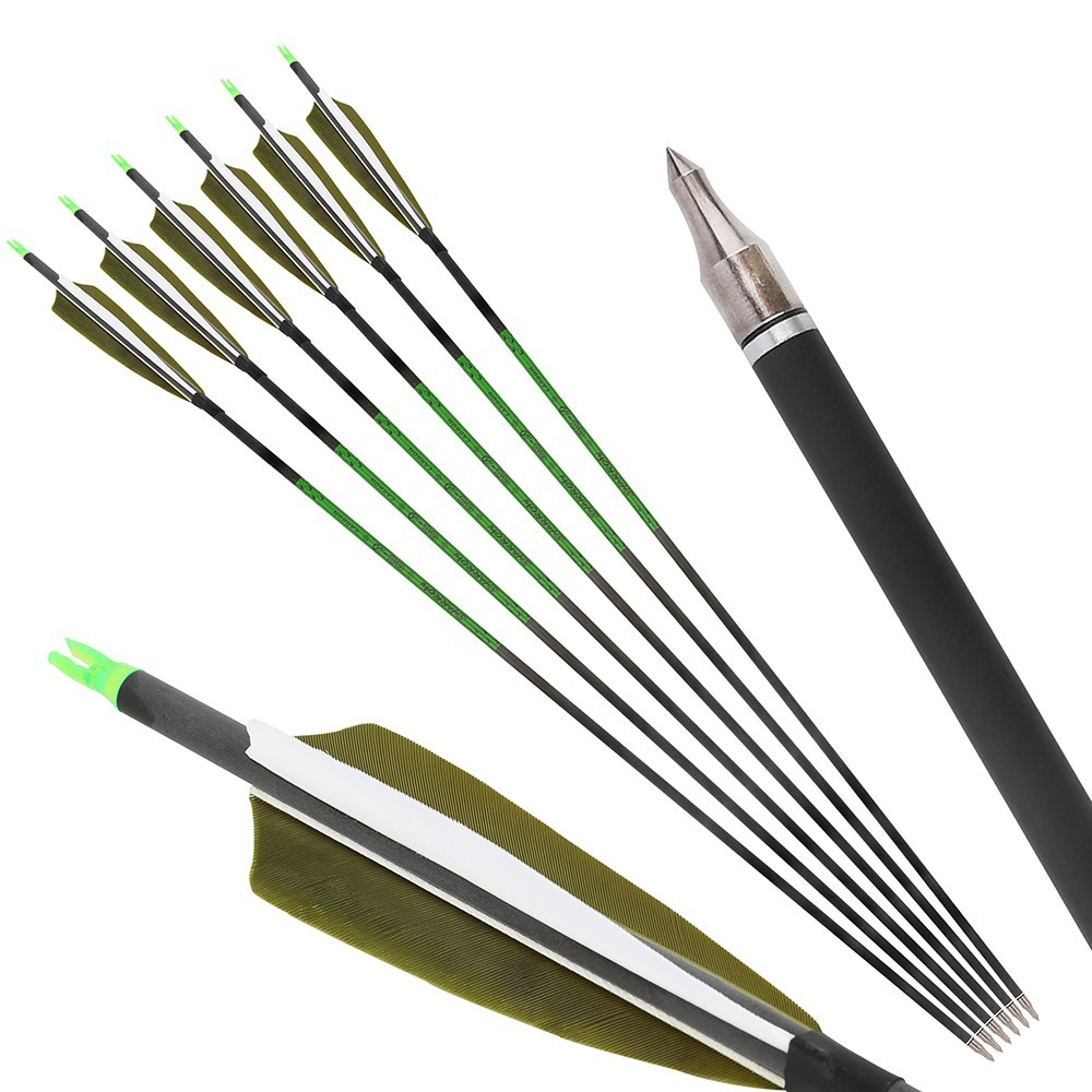 Pure Carbon Arrows 400 Spine with 4" Feathers Custom Cutting Service