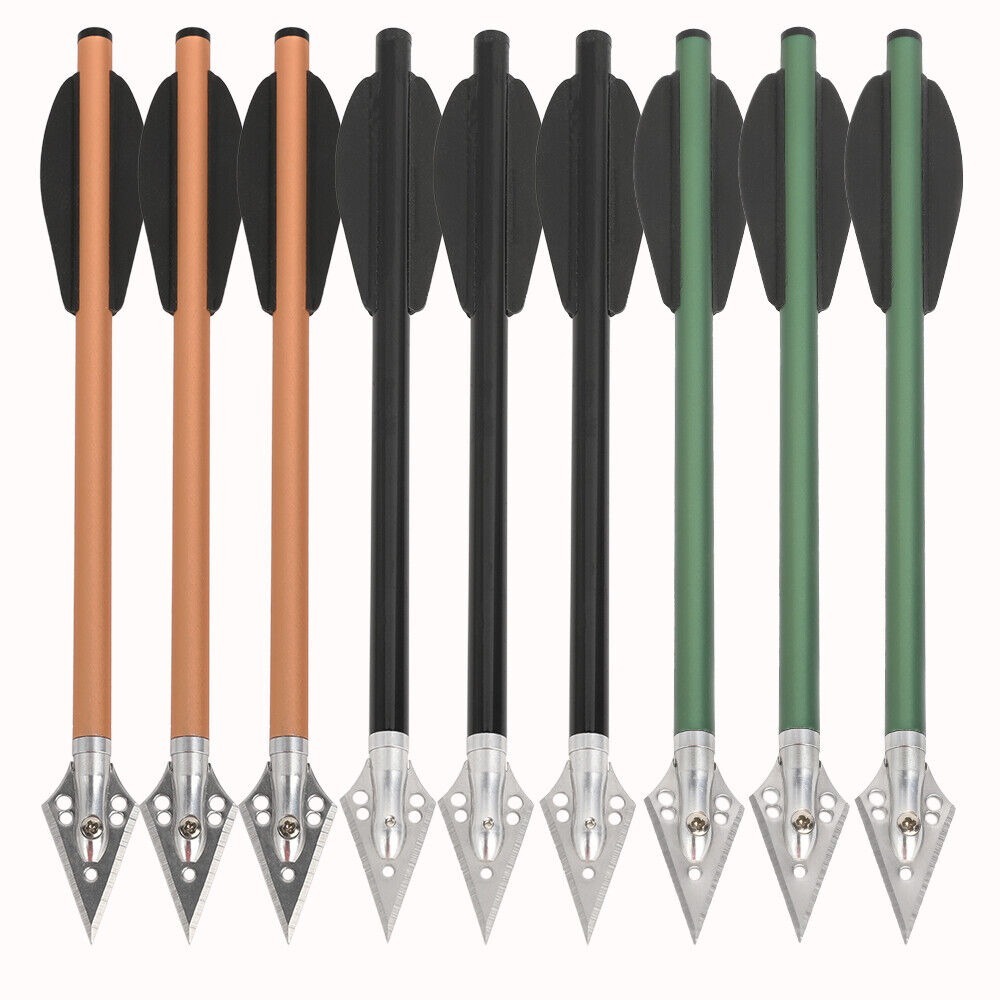 6.3 inch Aluminum Crossbow Bolts Arrows Blade Broadhead Vanes Hunting