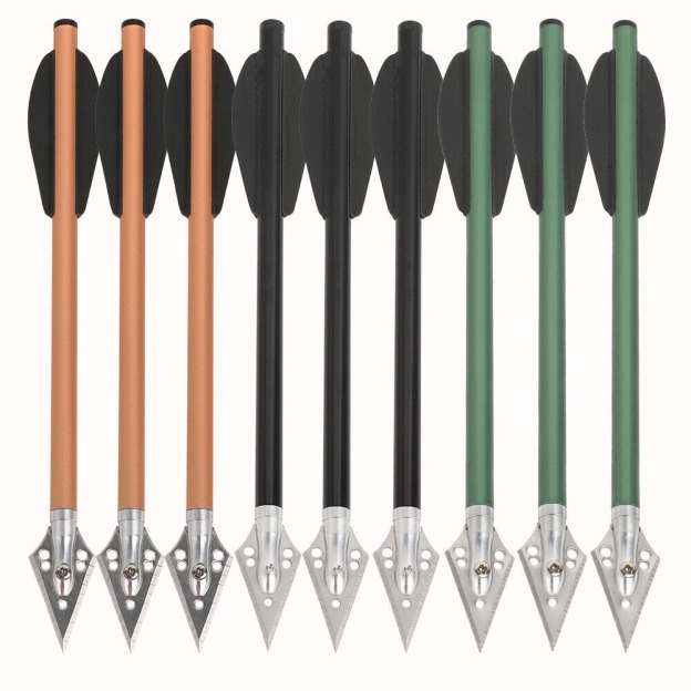 6.3 inch Aluminum Crossbow Bolts Arrows Blade Broadhead Vanes Hunting