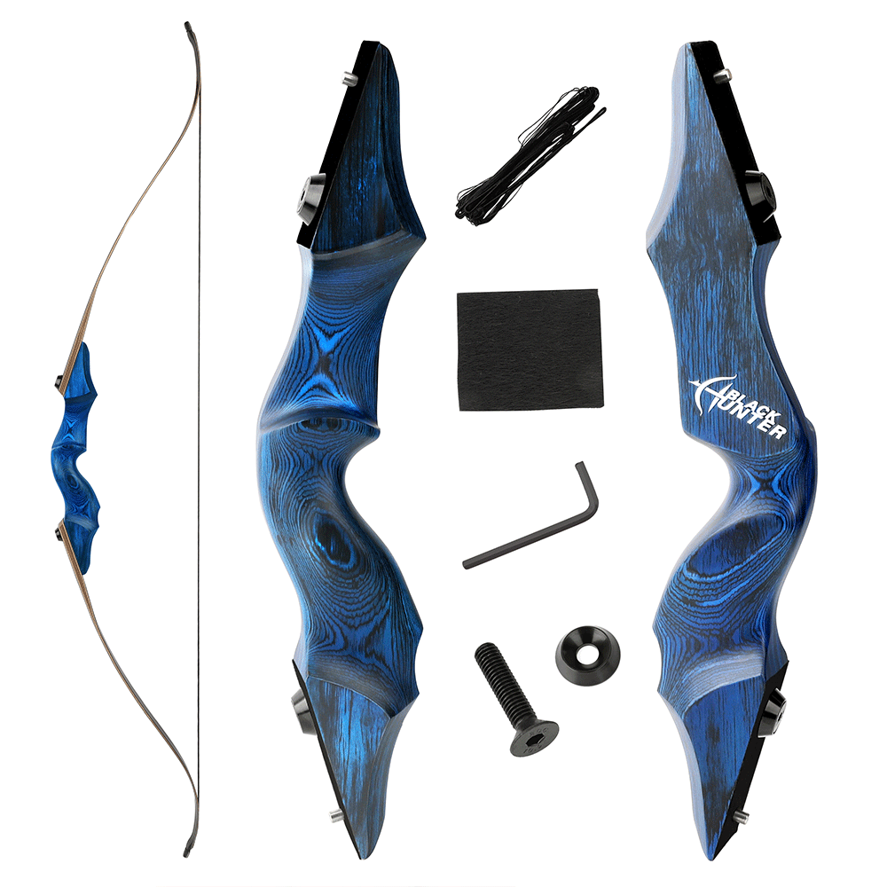 BLACK HUNTER Recurve Bow Set Traditional Takedown 60" 20-60lbs