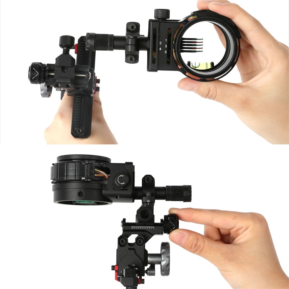 Topoint TX2650 Hunting Compound Bow Sight 5-Pin CNC Carbon Adjustable