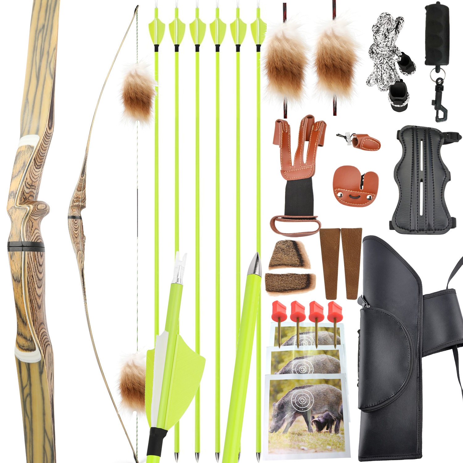 Takedown Longbow Traditional Bow 60" 62" 64" Hunting LH RH