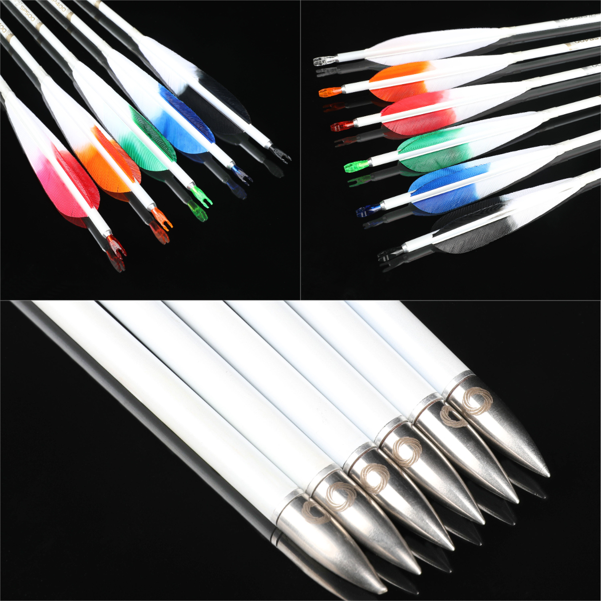  Pure Carbon Hunting Arrows Fletched Feather Spine 400-800