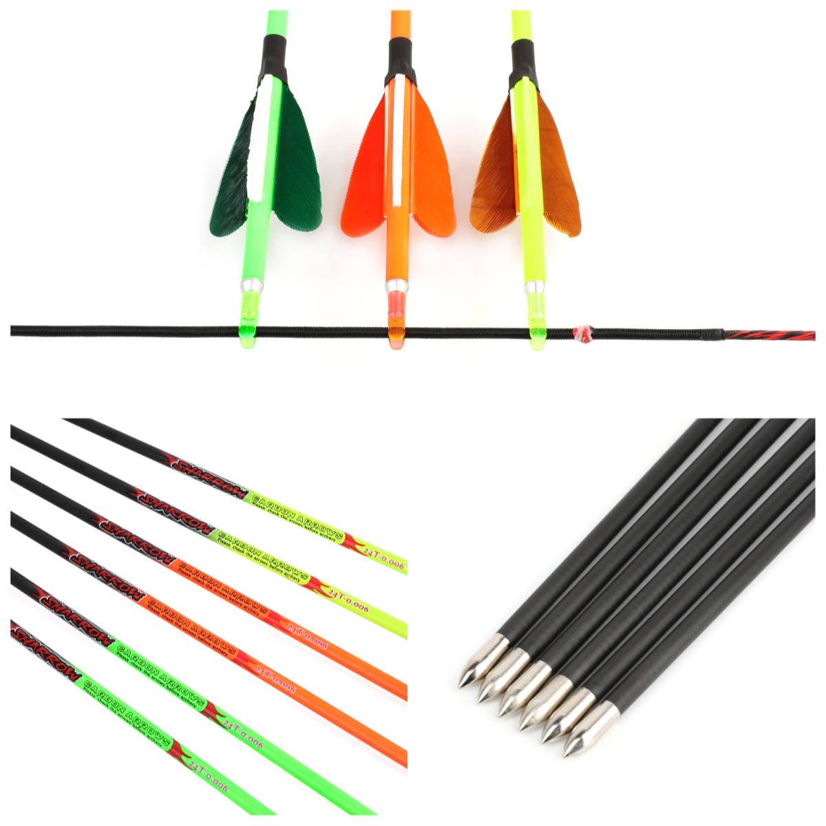 32" 24T Pure Carbon Arrow Spine 400-1000 ID4.2mm Feathers