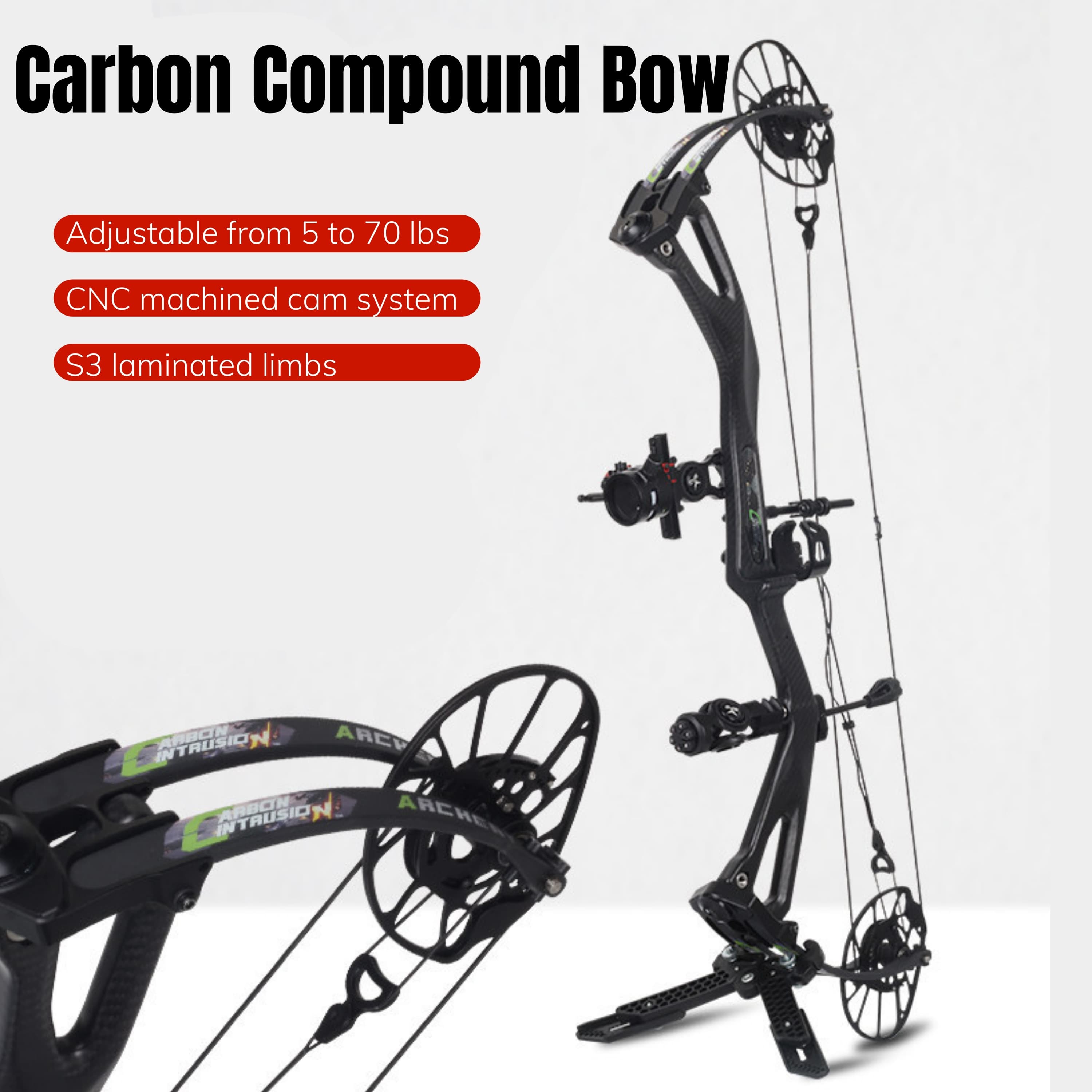 AGS Archery Compound Bow Arrows 45-75lbs Target Shooting RH