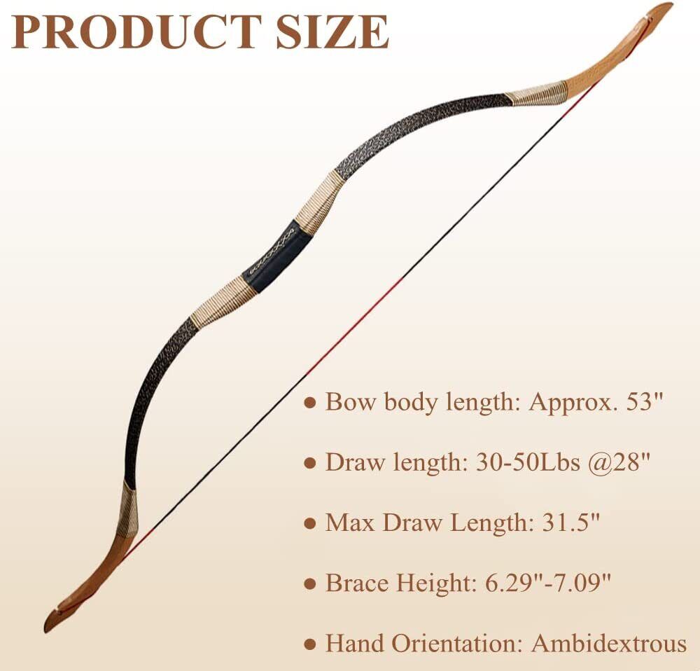 AF Huyue Recurve Bow 46" Archery 30-45lbs Traditional Bow