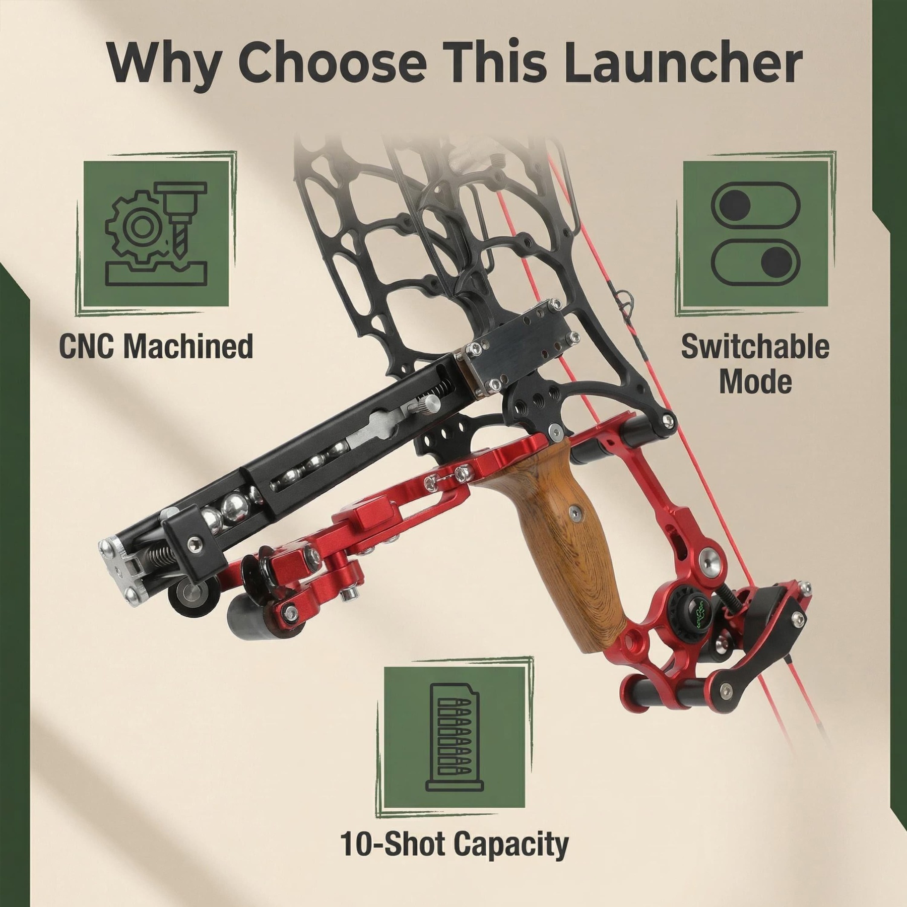 Rapid Steel Ball Shooter for Dual-Use Compound Bow 12/15mm Ball