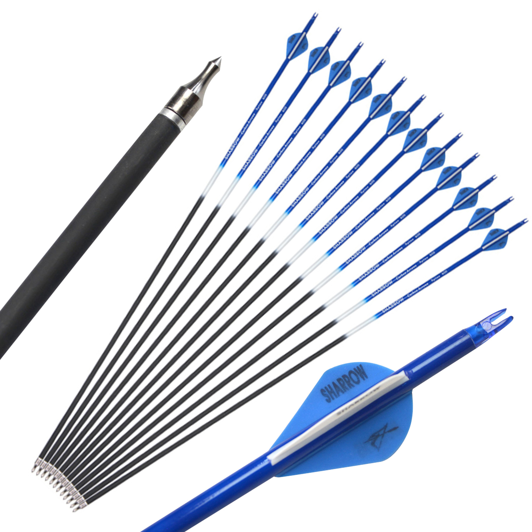 Archery Carbon Arrows Vanes Recurve Compound Bow Shooting