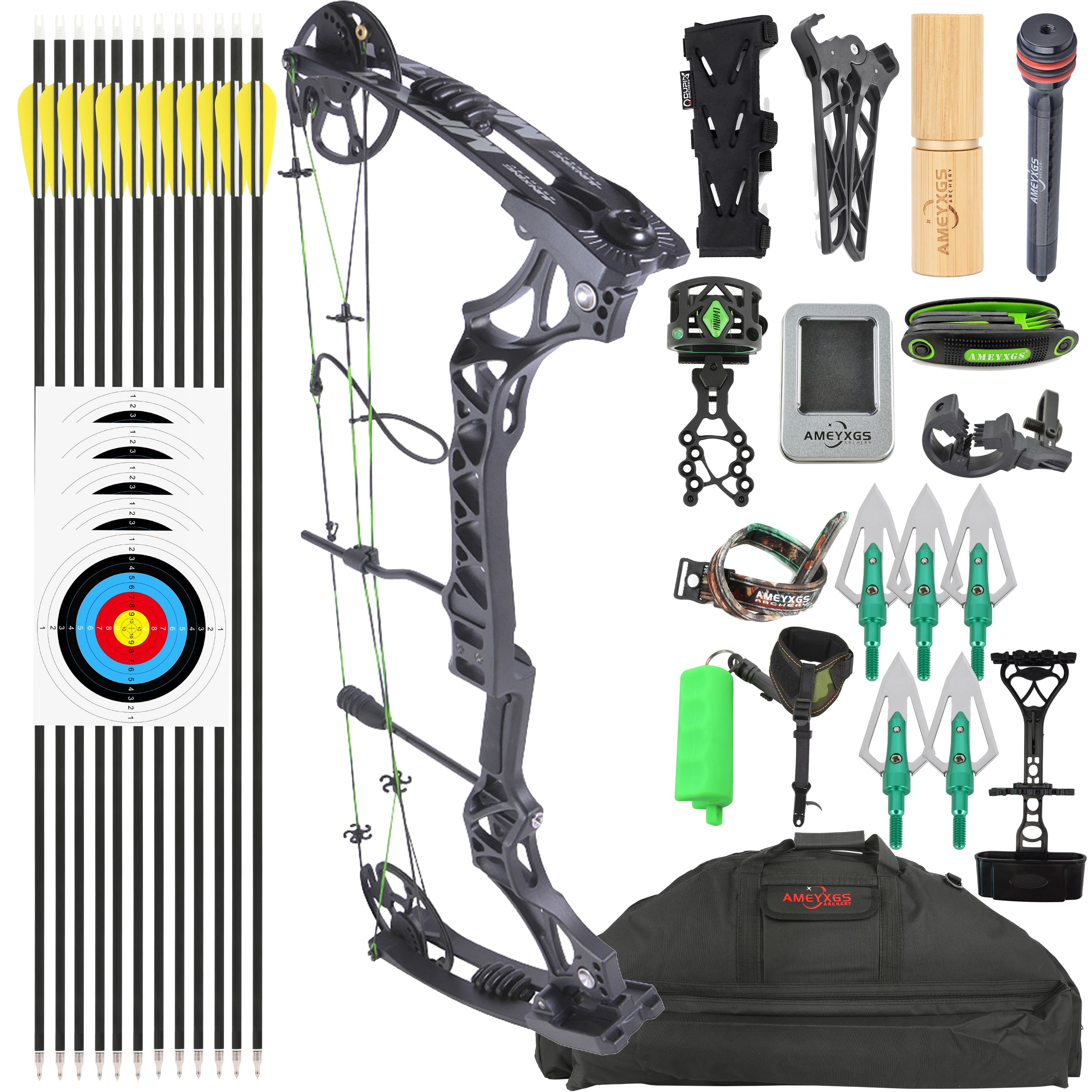 AU Junxing M129 Compound Bow Set Hunting Target MAX 30-70LBS
