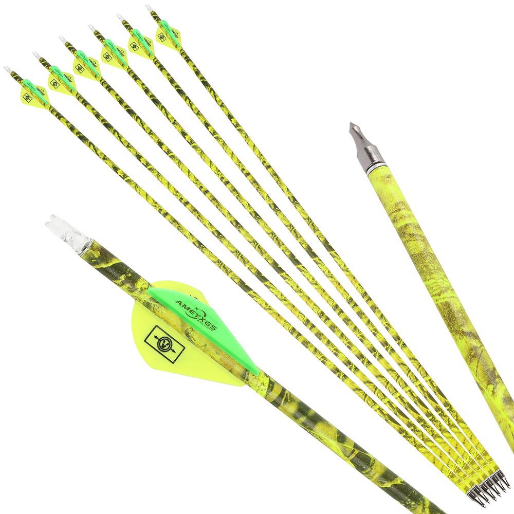 30 in Carbon Arrows 12pcs 500 Spine Camo Archery Set