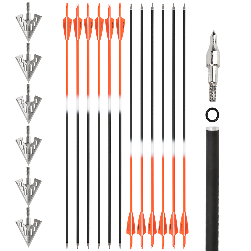 Carbon Arrows 12pcs 30 in Color Fletched 500 Spine Shooting Set