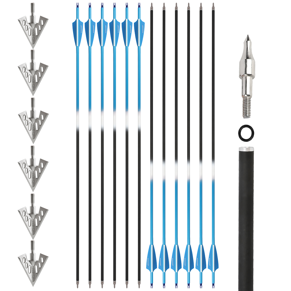 Carbon Arrows 12pcs 30 in Color Fletched 500 Spine Shooting Set