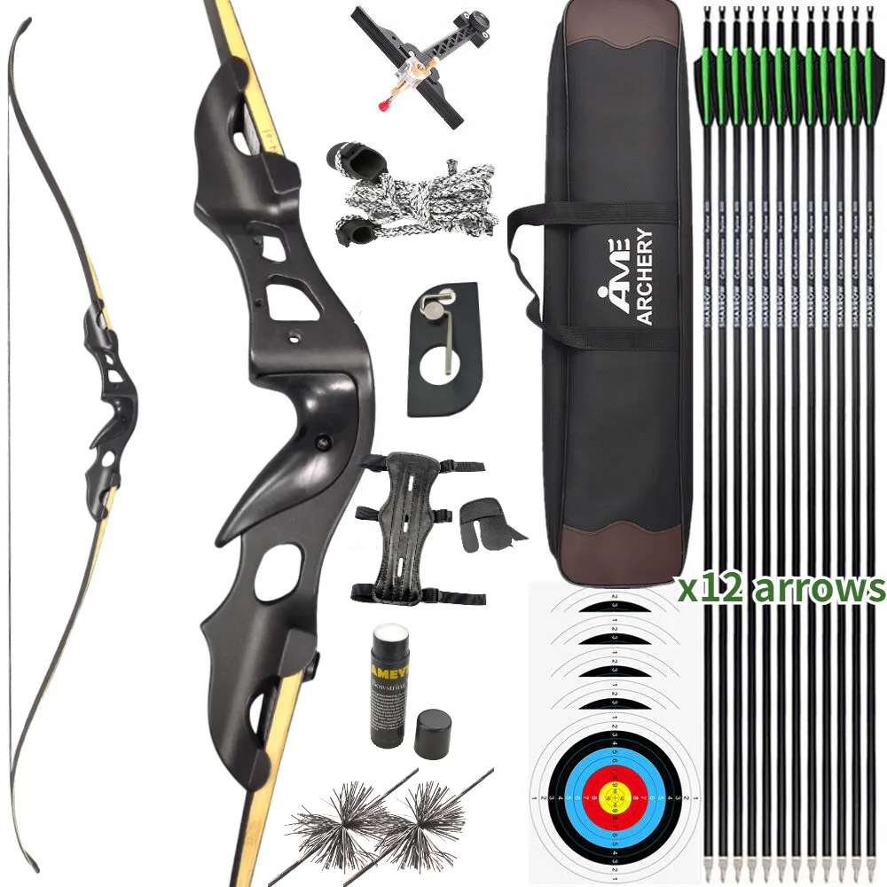 Black Hunter BTR 60 inch Recurve Bow Set 20-55 lbs American Hunting