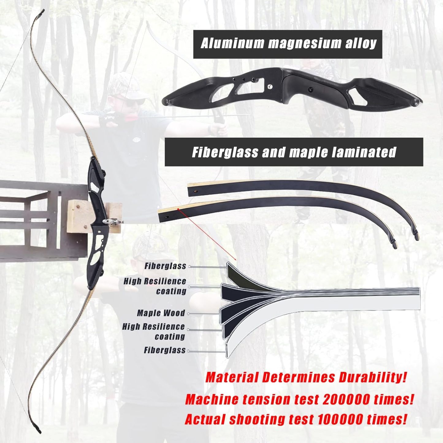 JUNXING F179 56 inch Recurve Bow Set 30-50 lbs Adult Target Hunting 