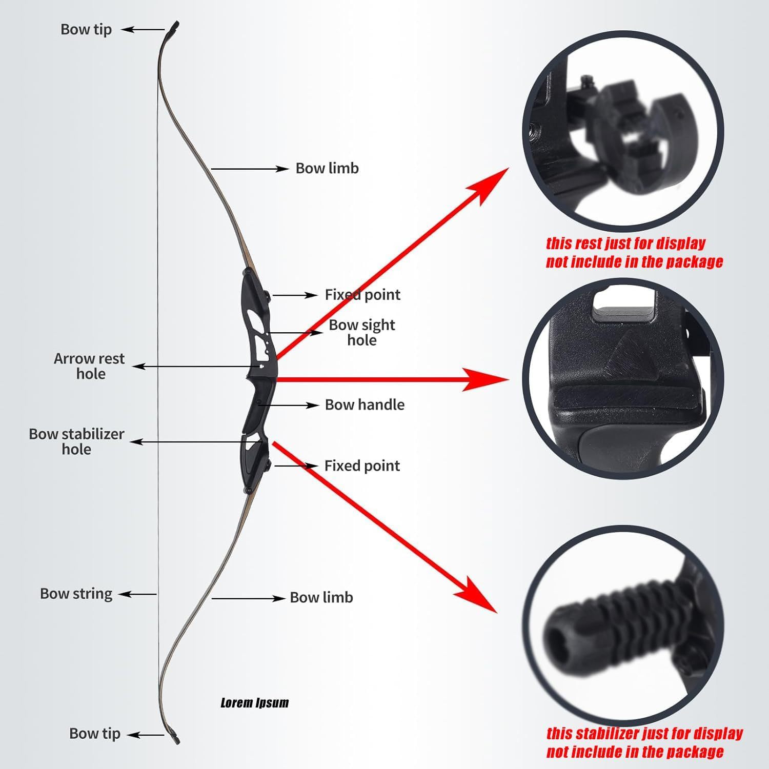 JUNXING ARCHERY F179 Recurve Bow with aluminum magnesium alloy riser.