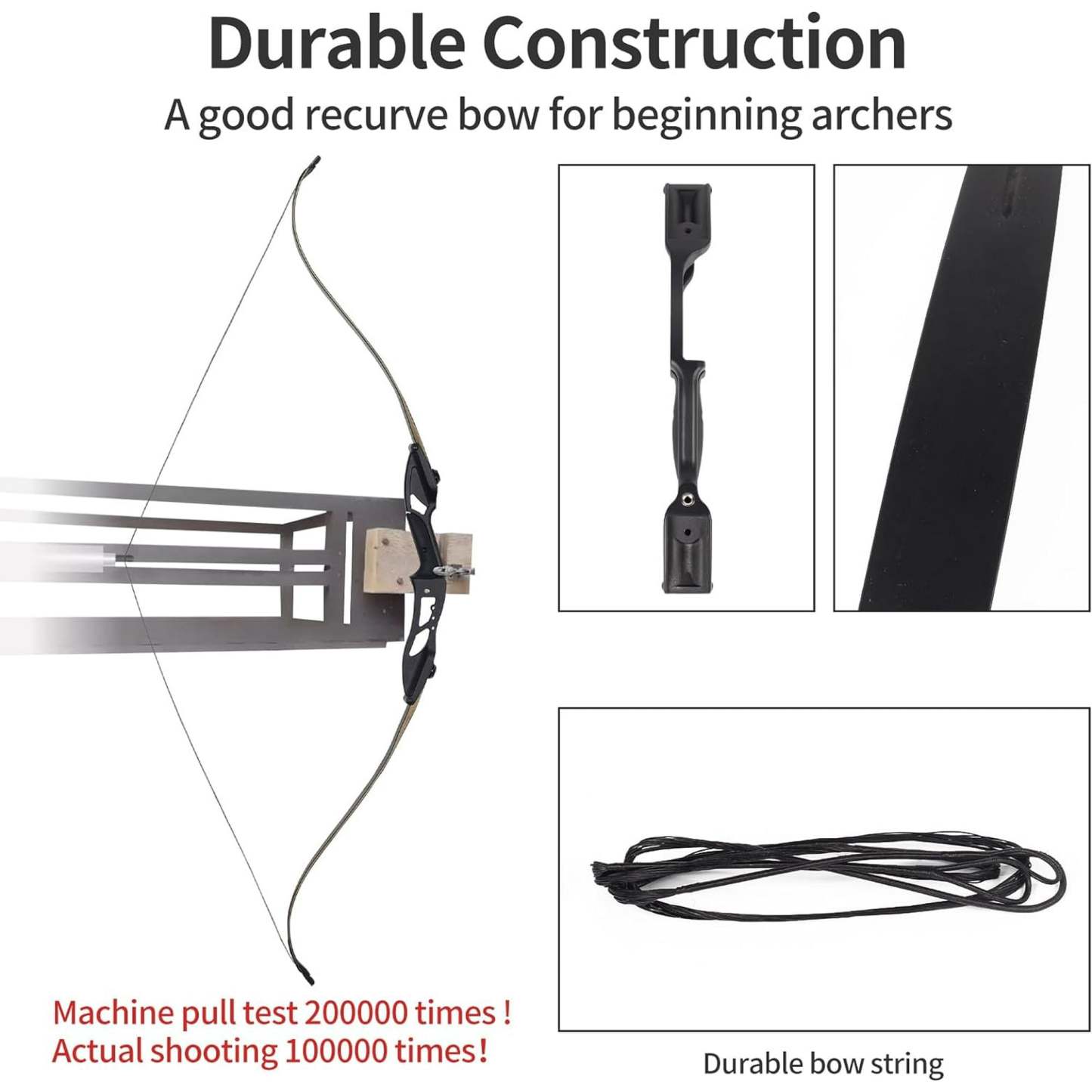 Lightweight and durable fiberglass-maple laminated limbs for precision shooting.