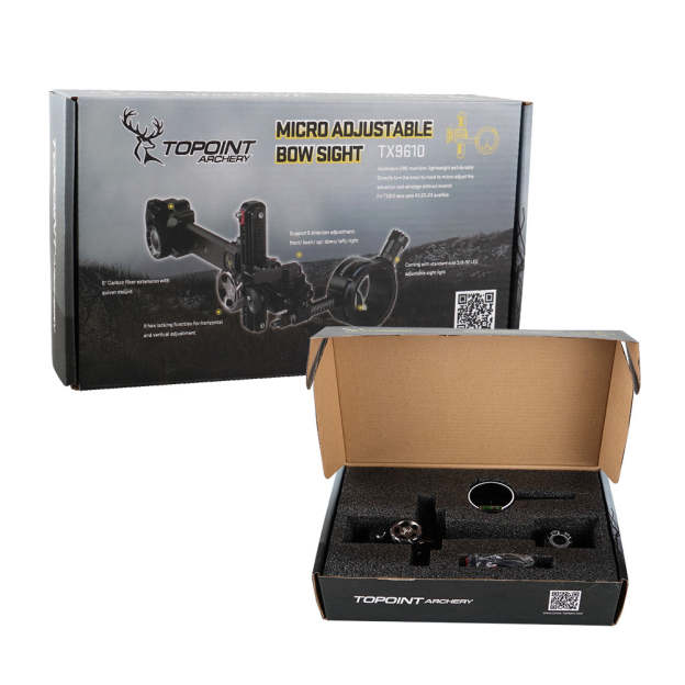 TOPOINT TX9610 Compound Bow Sight Micro Single Pin Adjustable 4X 6X 8X