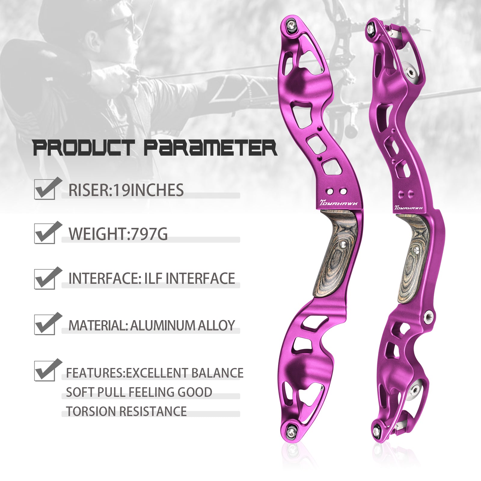 NIKA ET-10 TOMAHAWK CNC ILF Recurve Bow Riser for RH/LH 19 inch