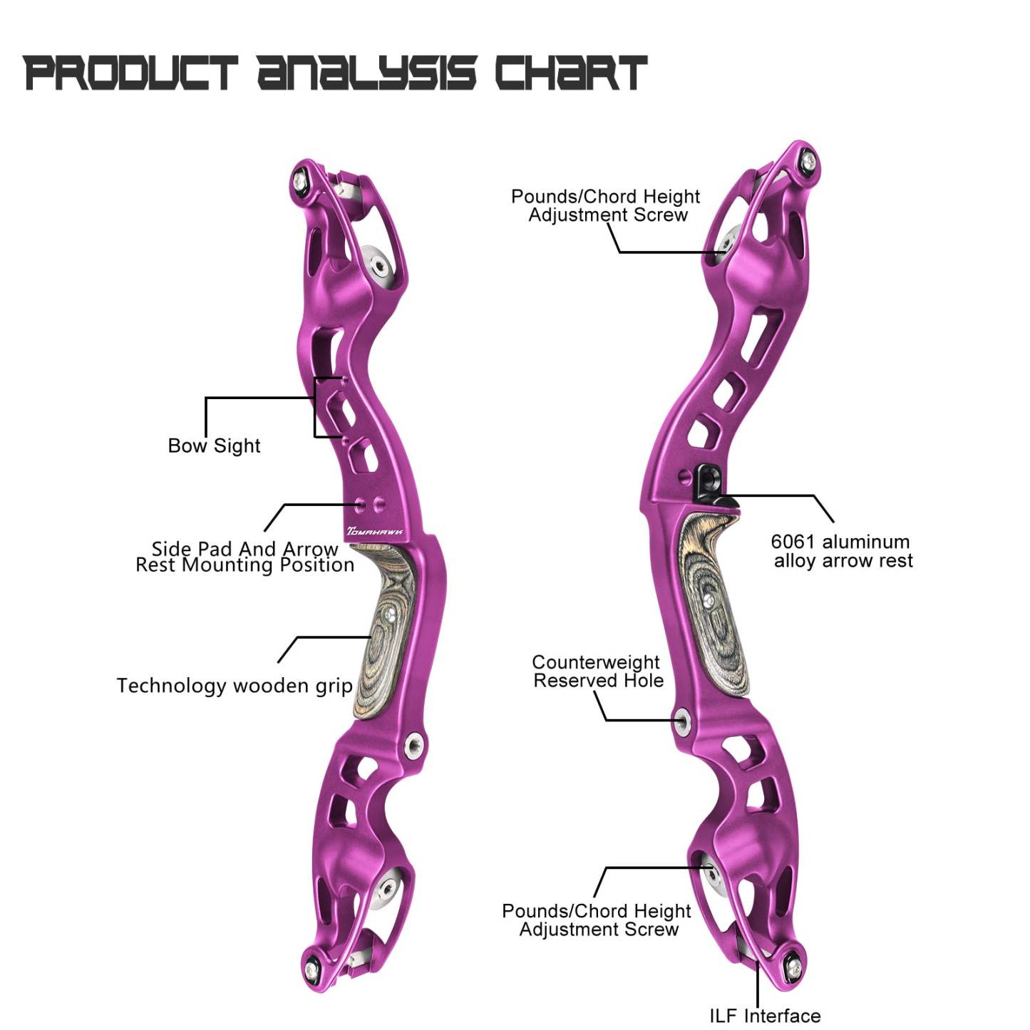 NIKA ET-10 TOMAHAWK CNC ILF Recurve Bow Riser for RH/LH 19 inch