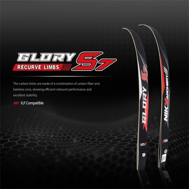 NIKA S7 ILF Recurve Limbs Competition-Grade Carbon-Bamboo 25H@68"