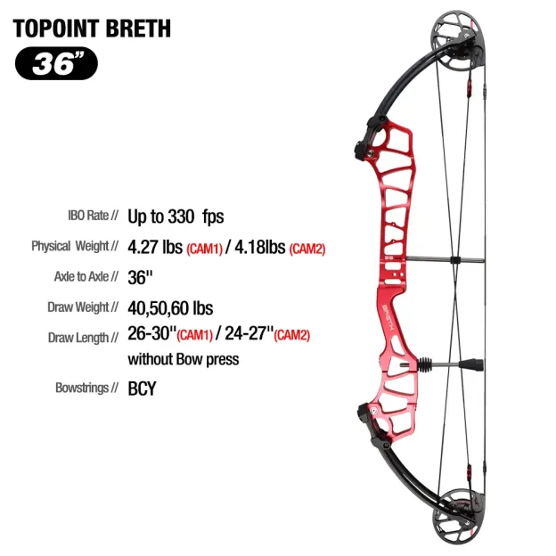 TOPOINT Breth 36 Target Compound Bow CNC 36'' 30-60lbs LH RH