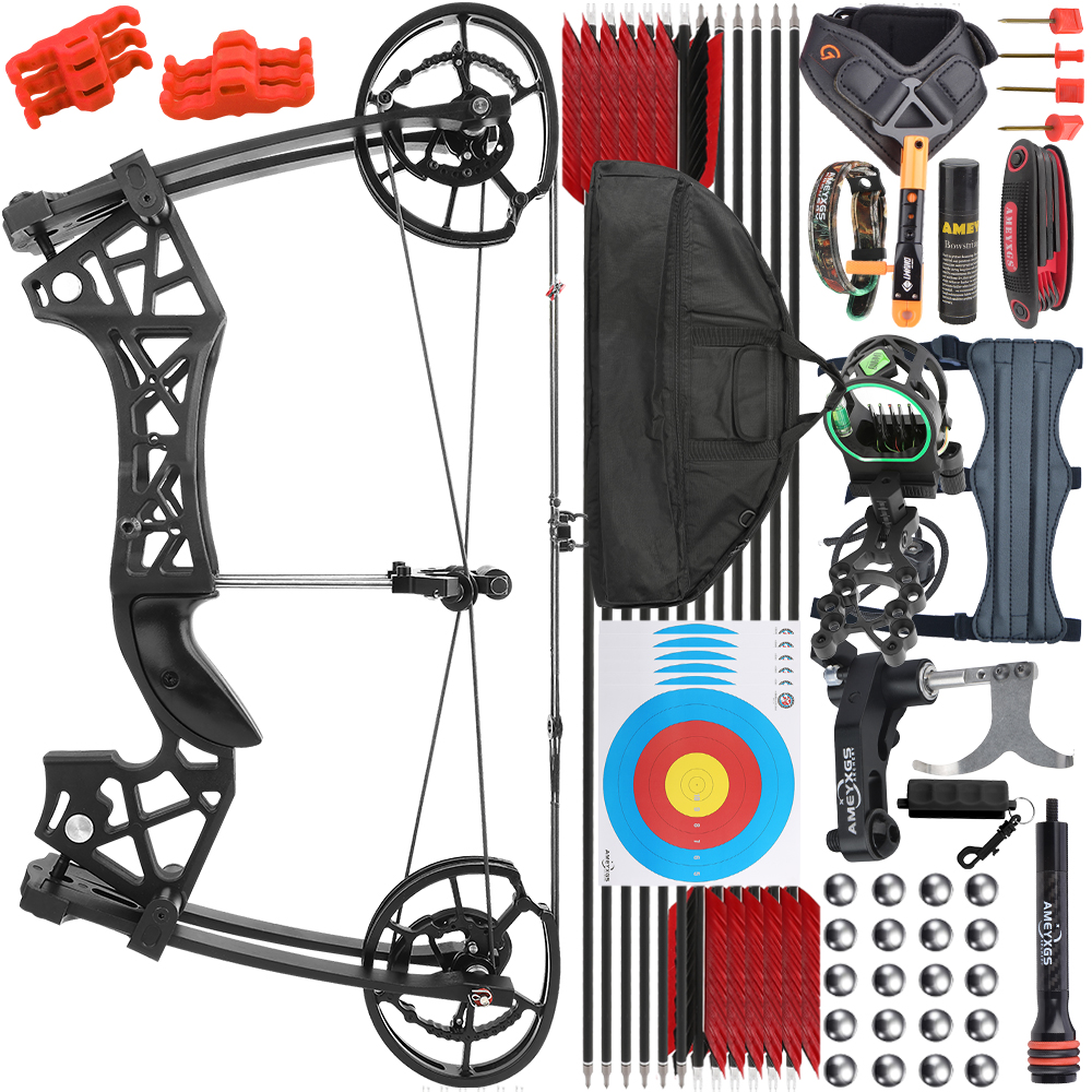 Dual Use Compound Bow 40-65lbs Carbon Arrows Steel Ball Kit