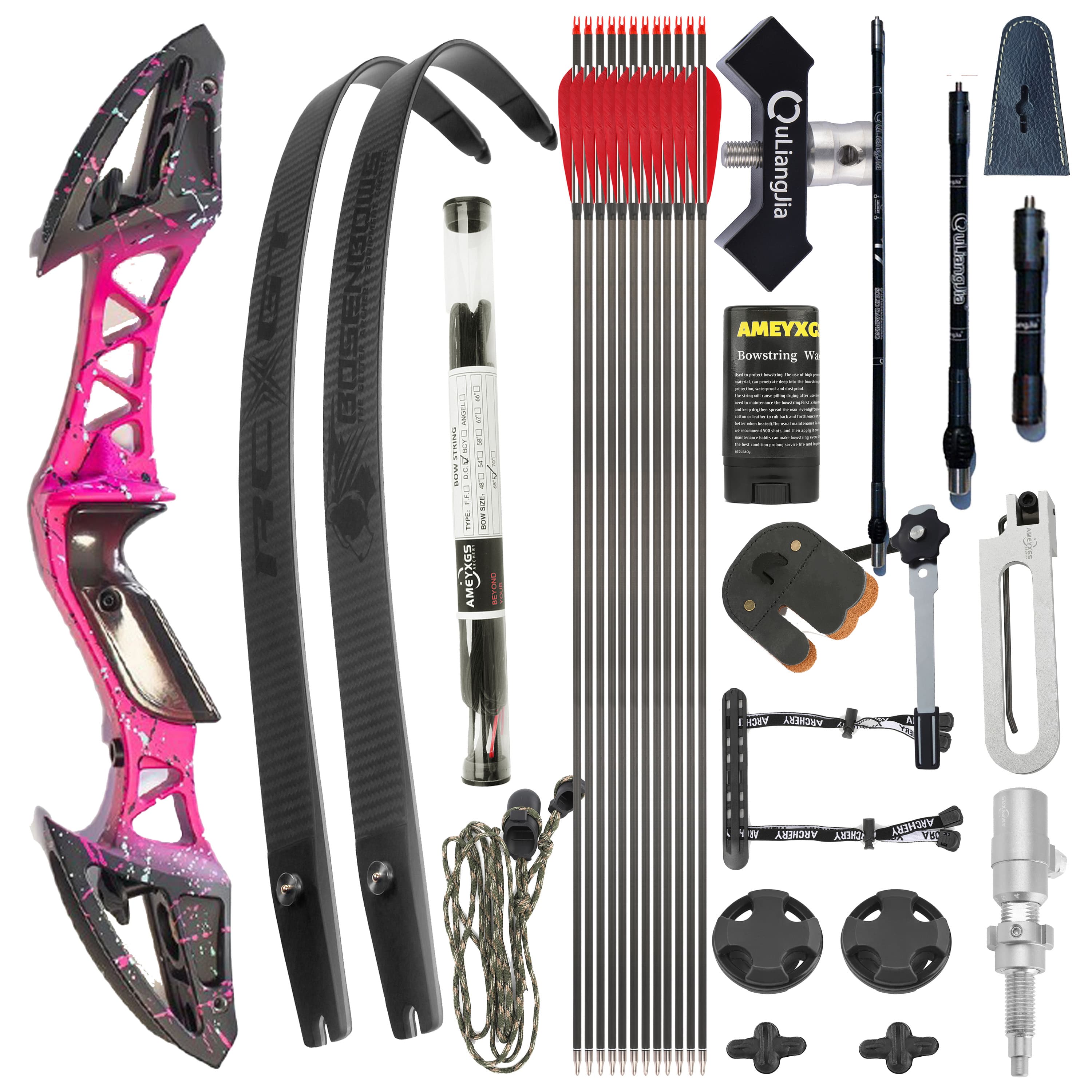 FENGYU Takedown Recurve Bow Set 22-60LBS RH ILF Bow Shooting