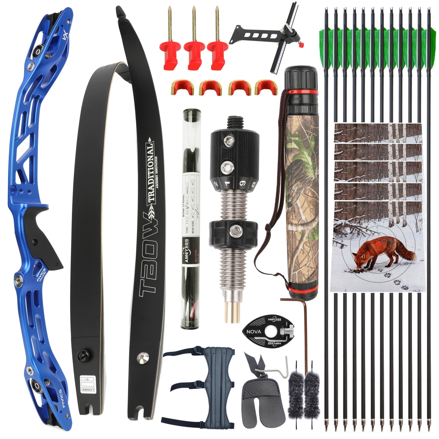 FIVICS Shooting Recurve Bow Kit 20-65lbs Takedown Archery