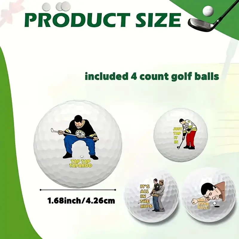 4pcs Funny Novelty Golf Balls Set, Hilarious Gift for Dad & Boyfriend