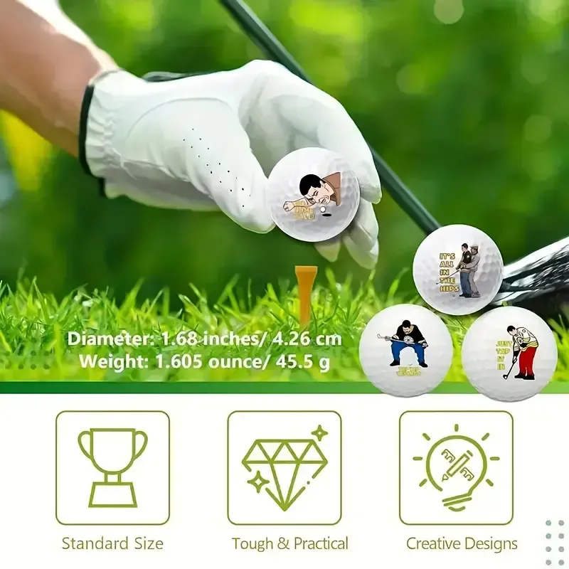 4pcs Funny Novelty Golf Balls Set, Hilarious Gift for Dad & Boyfriend