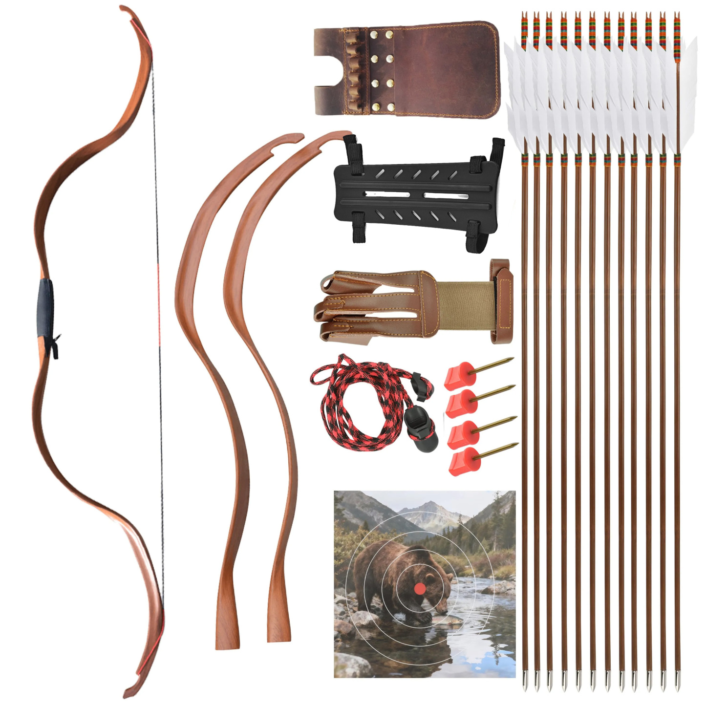49" Handmade 20lbs Wooden Recurve Horse Bow for Archery