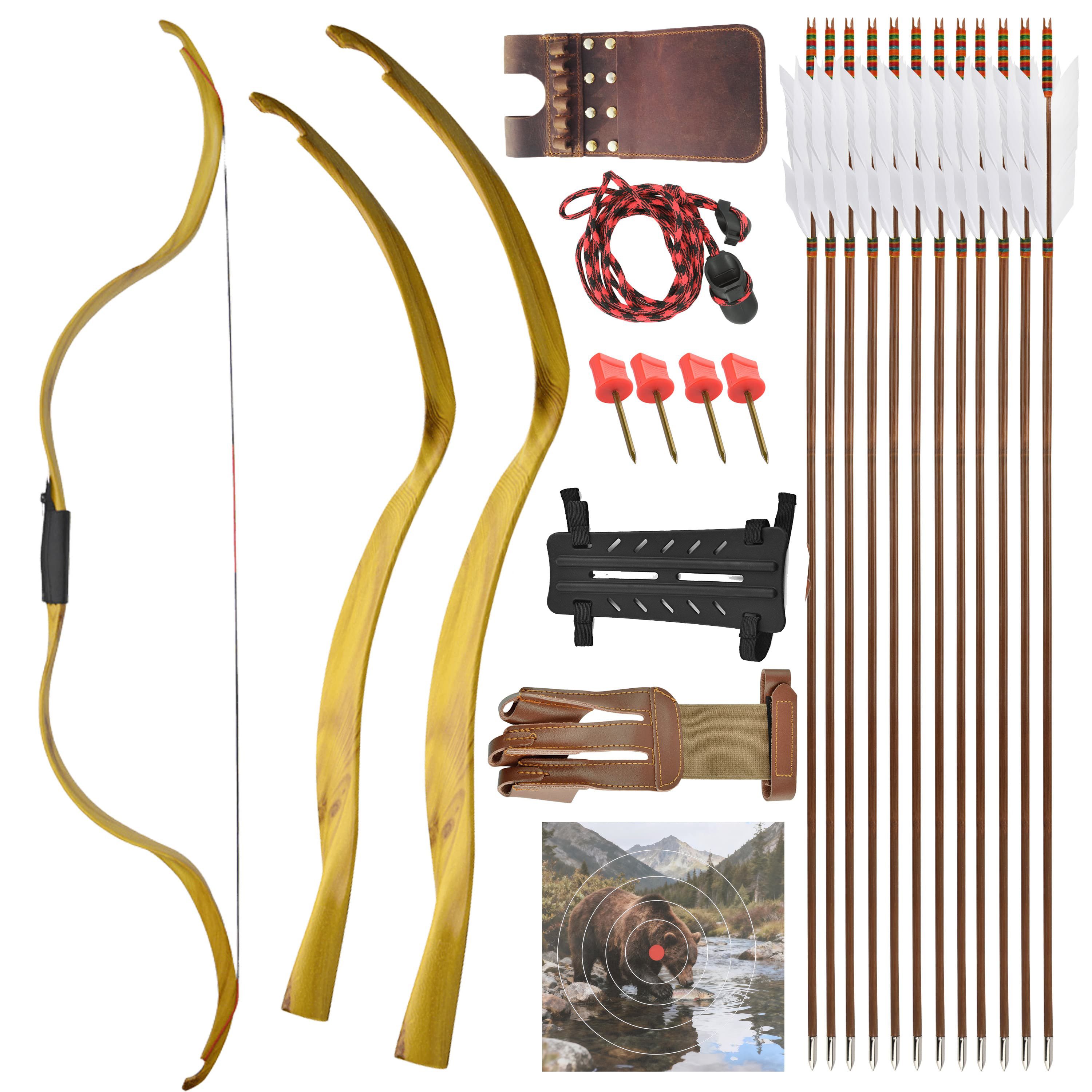 49" Handmade 20lbs Wooden Recurve Horse Bow for Archery
