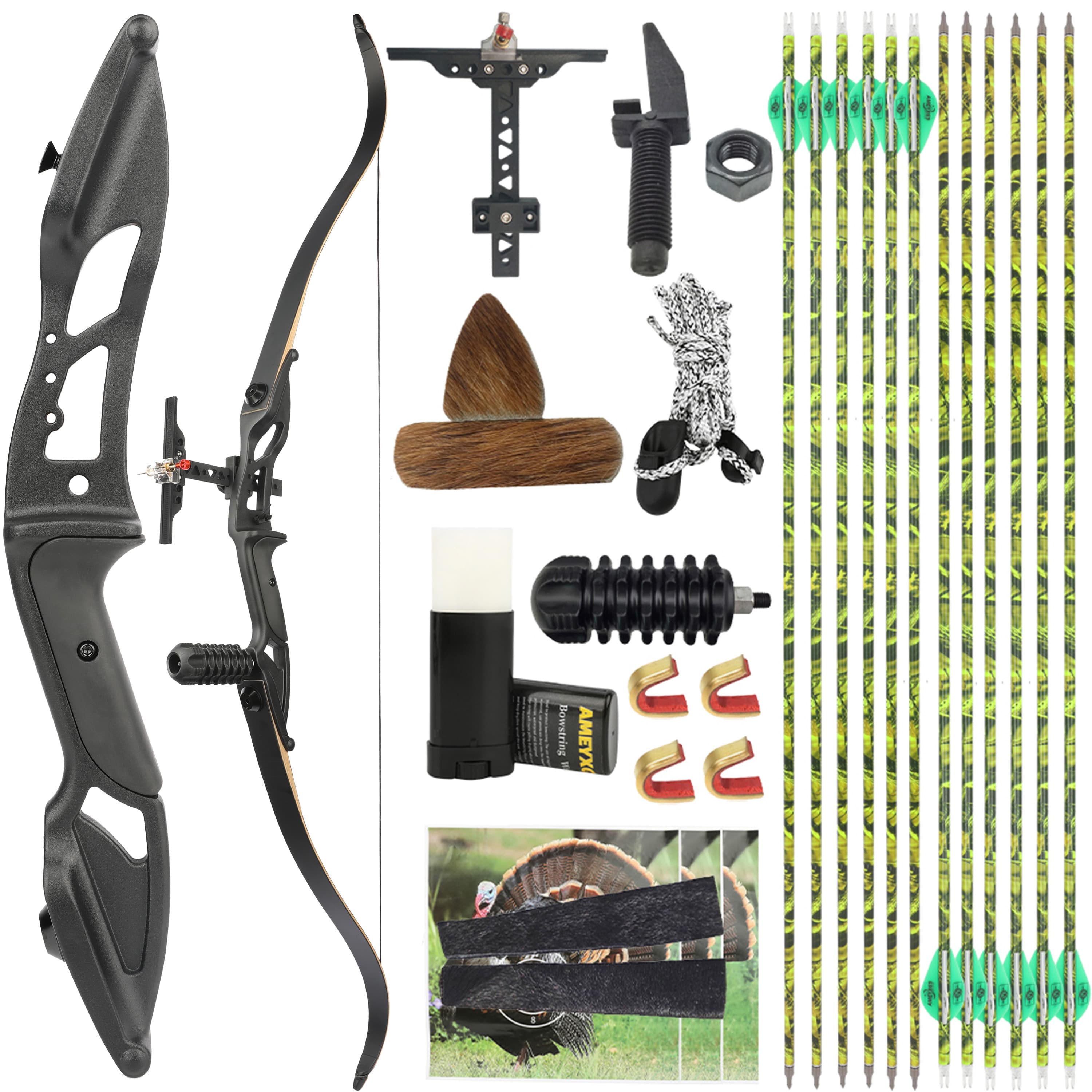 JUNXING F179 Hunting Recurve Bow Arrows Set 56" Archery