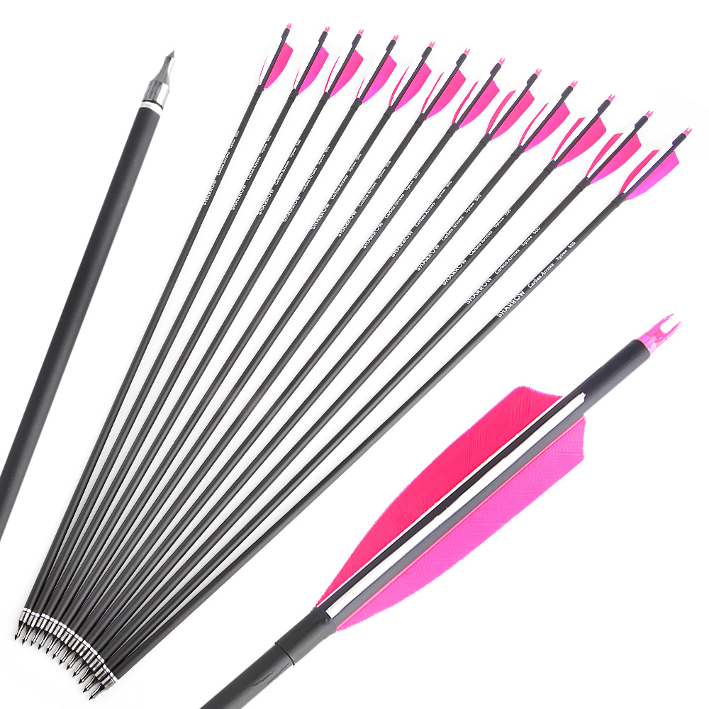 Mixed Carbon Arrows Set Green Jade Arrowheads Pink White Orange White
